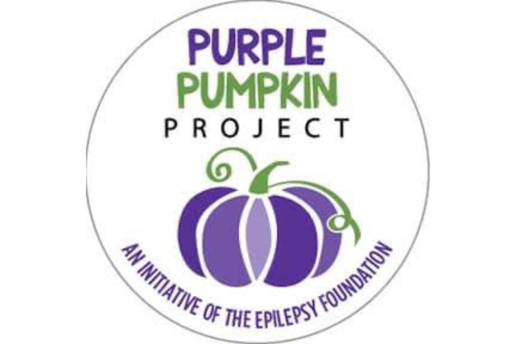 A logo with a purple pumpkin and the words Purple Pumpkin Project above it. Text below reads An initiative of the Epilepsy Foundation..